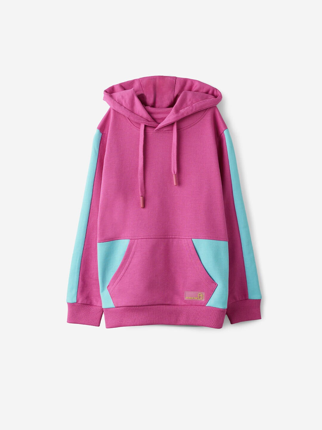 

The Souled Store Girls Colourblocked Hooded Pure Cotton Pullover Sweatshirt, Pink