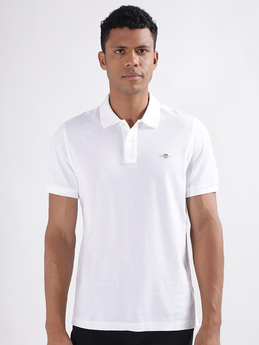 

GANT Short Sleeves Polo Collar Pure Cotton T-shirt, White
