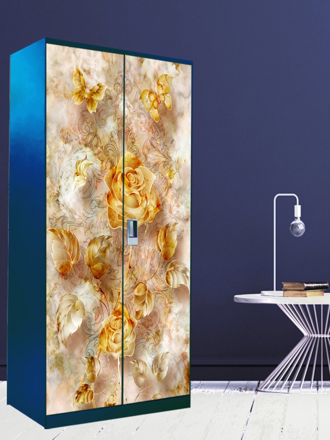 

WallDaddy Brown & Yellow Floral Printed Wardrobe Sticker