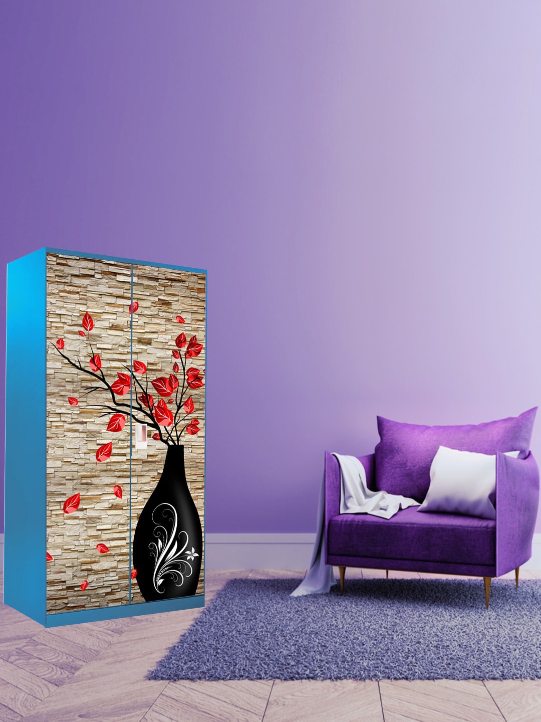 

WallDaddy Beige & Red Printed Almirah Sticker