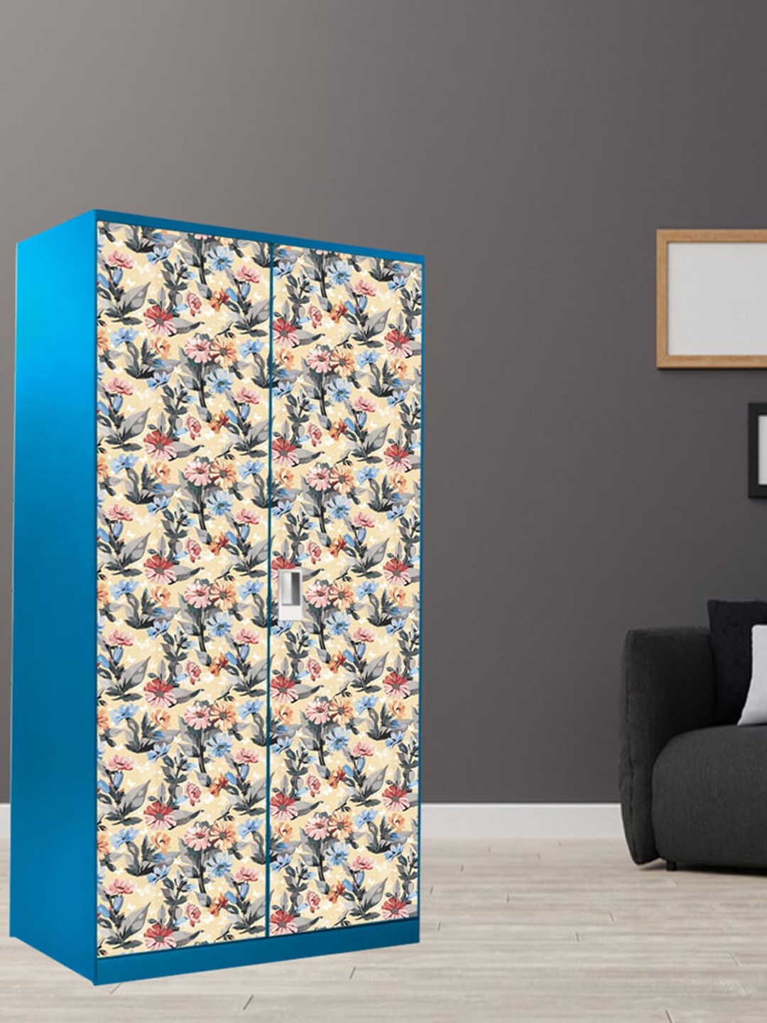 WallDaddy Cream & Pink Floral Printed Wardrobe Wallpaper