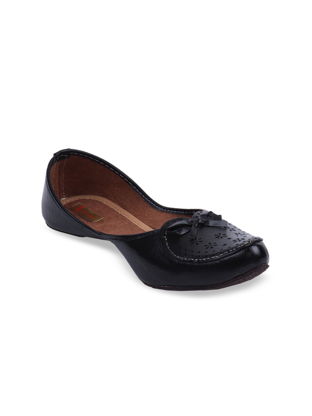 

Ta Chic Laser Cuts Bow Detail Ethnic Mojaris, Black