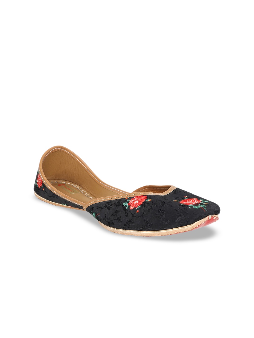 

Ta Chic Printed Slip-On Ethnic Mojaris, Black