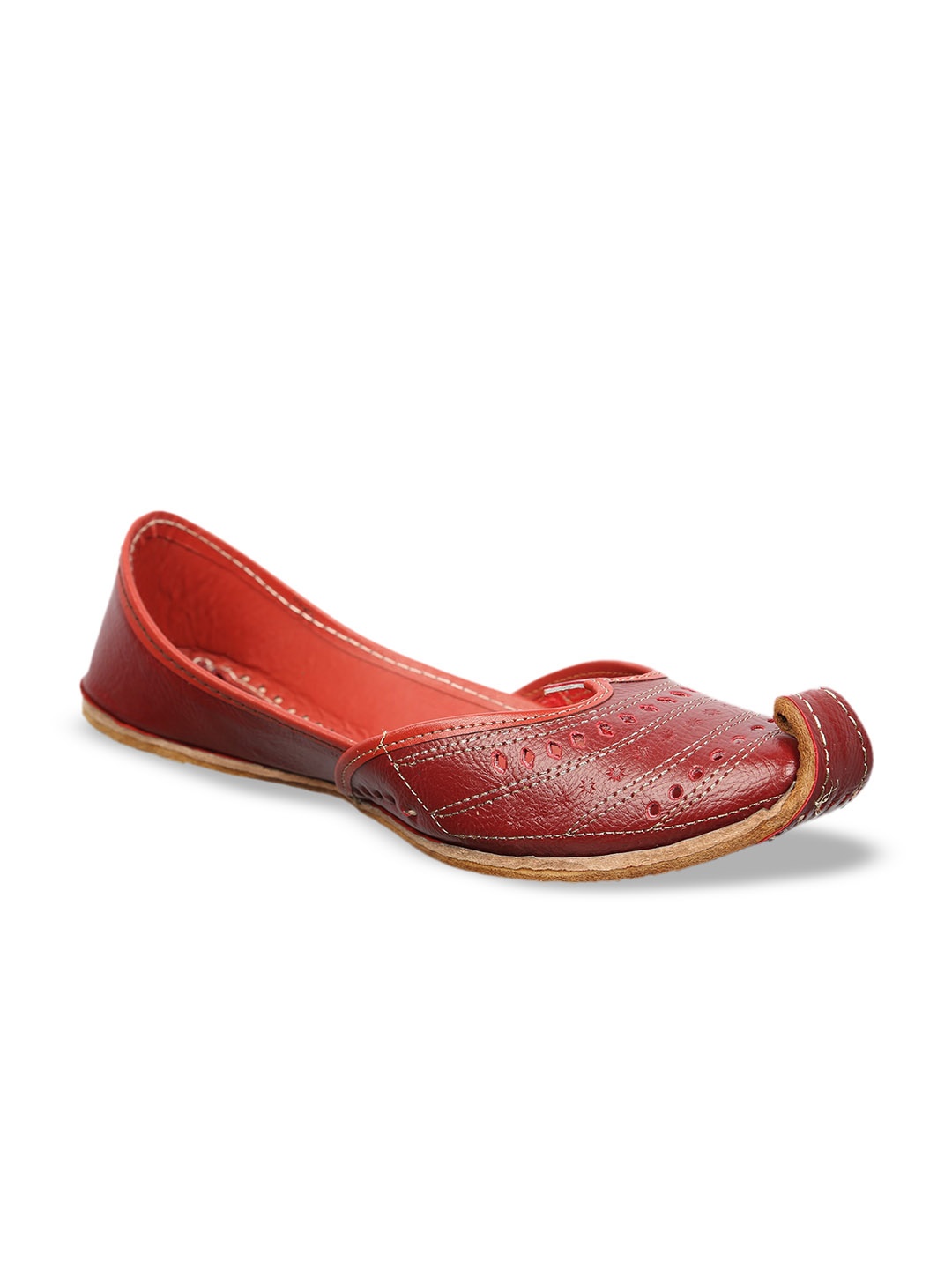 

Ta Chic Textured Laser Cuts Ethnic Mojaris, Maroon