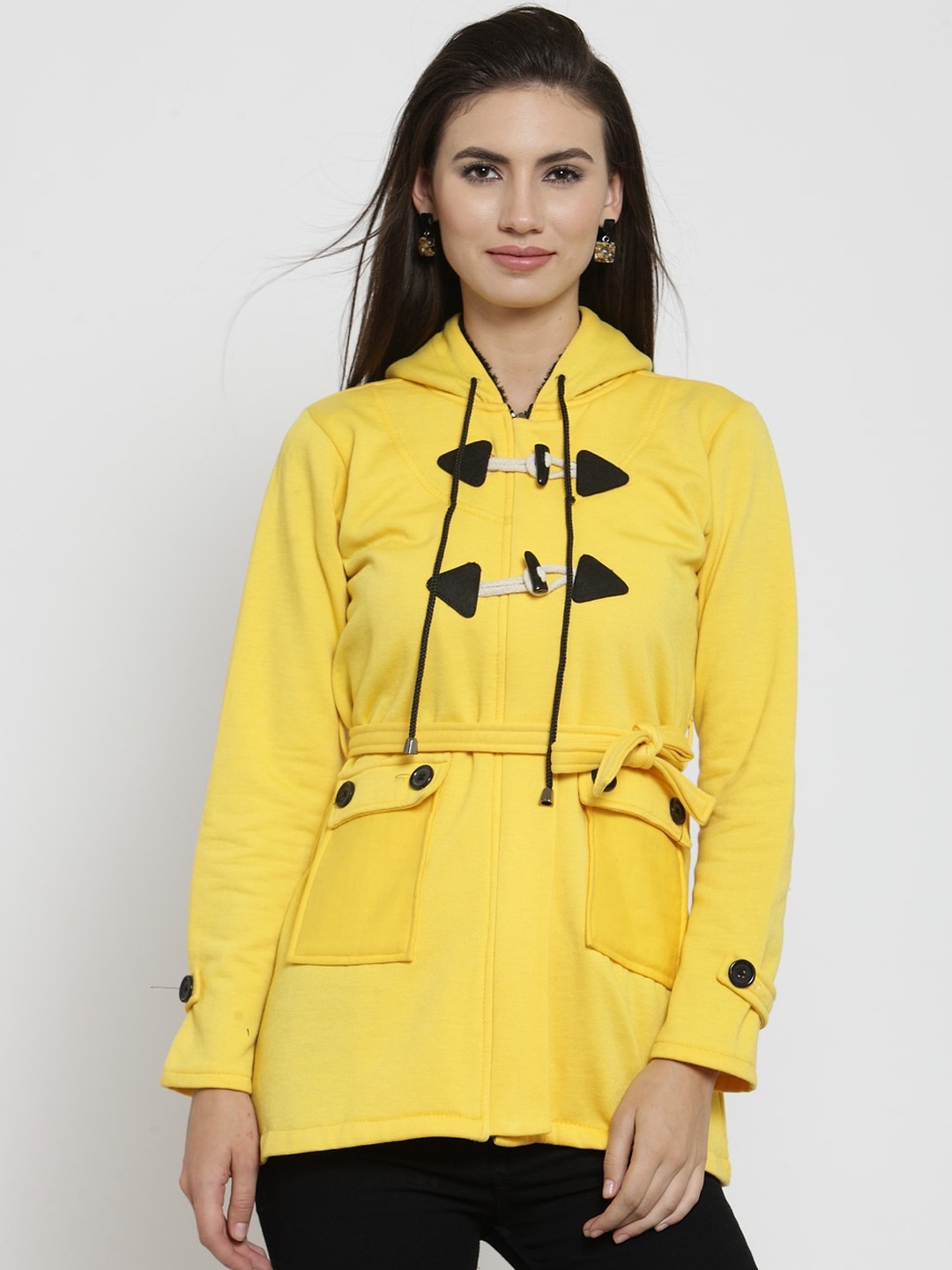 

BAESD Lightweight Longline Fleece Open Front Jacket, Yellow