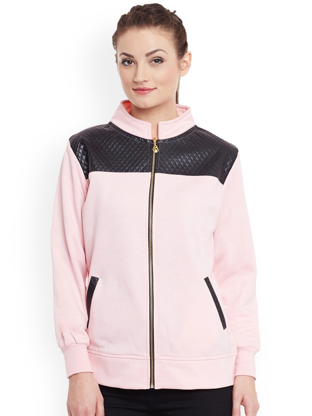 

BAESD Mock Collar Fleece Lightweight Tailored Jacket, Pink