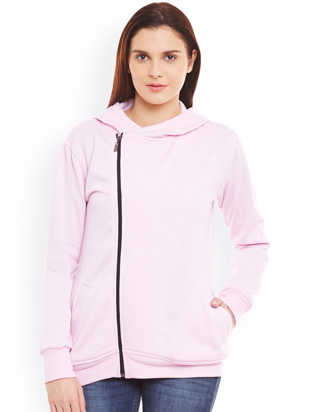 

BAESD Hooded Fleece Lightweight Longline Tailored Jacket, Pink