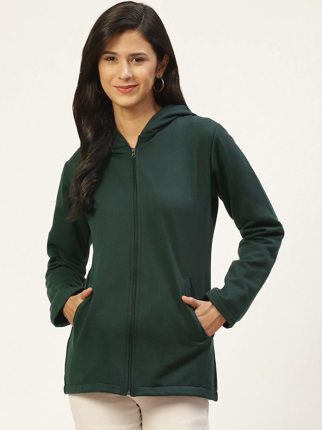 

BAESD Hooded Lightweight Open Front Fleece Jacket, Green