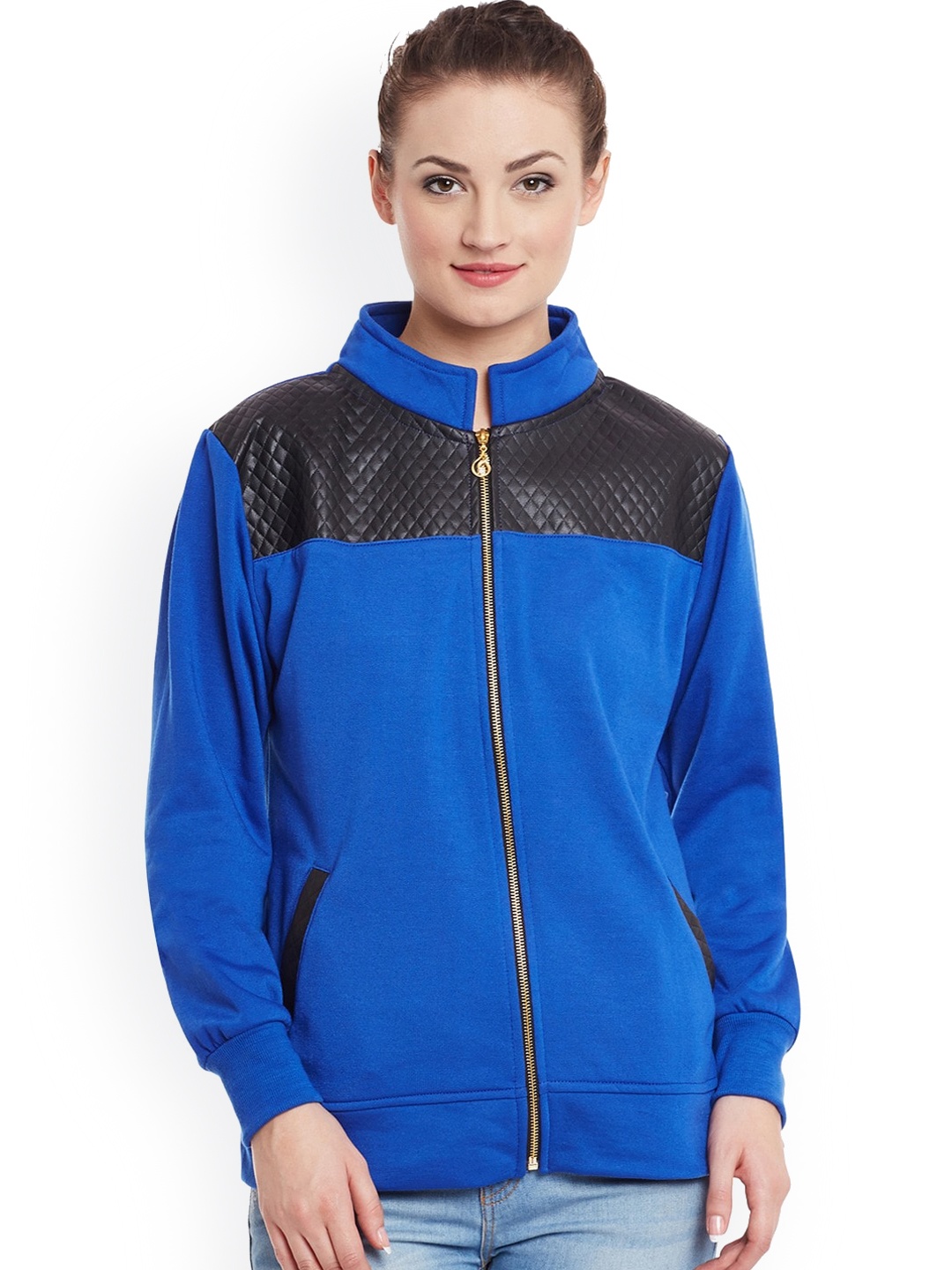 

BAESD Colourblocked Lightweight Fleece Bomber Jacket, Blue