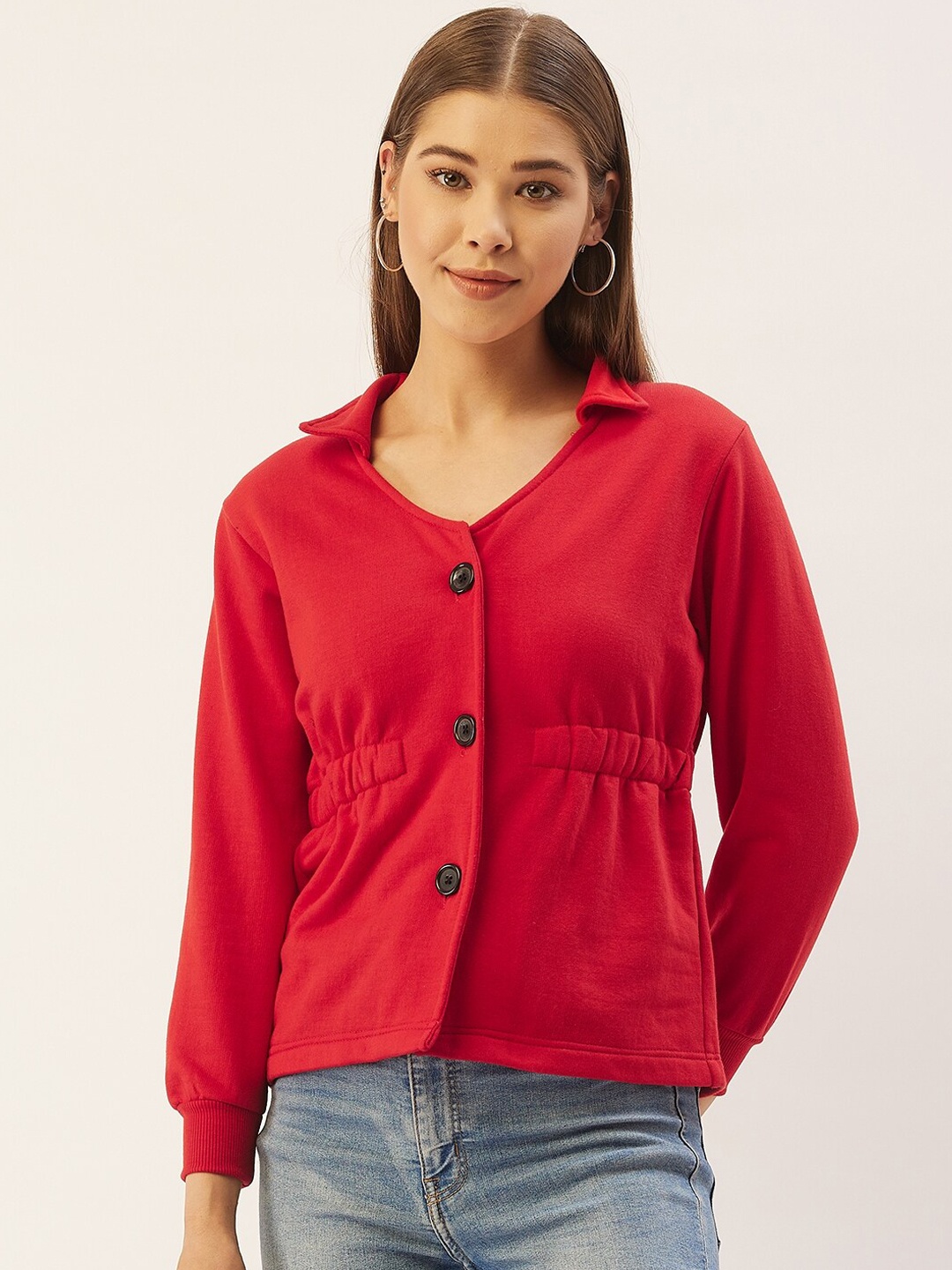 

BAESD Spread Collar Fleece Lightweight Tailored Jacket, Red