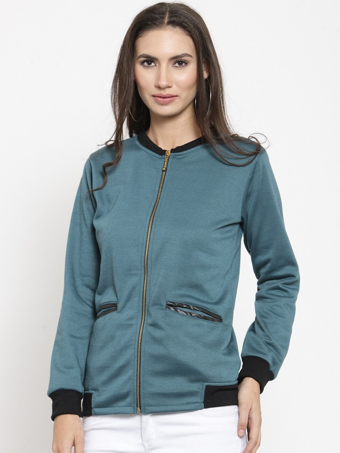 

BAESD Stand Collar Fleece Lightweight Bomber Jacket, Teal
