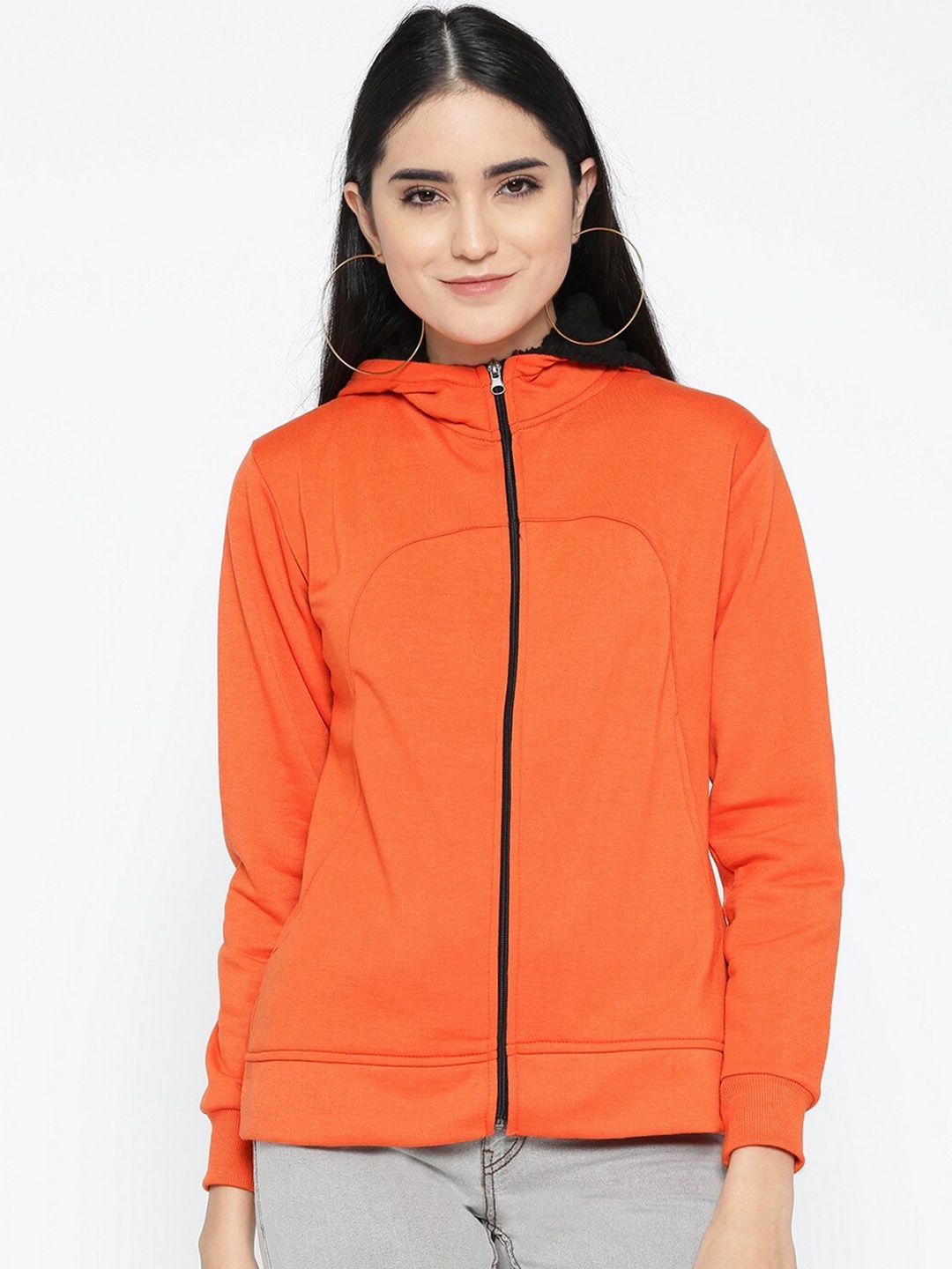 

BAESD Hooded Fleece Lightweight Open Front Jacket, Orange