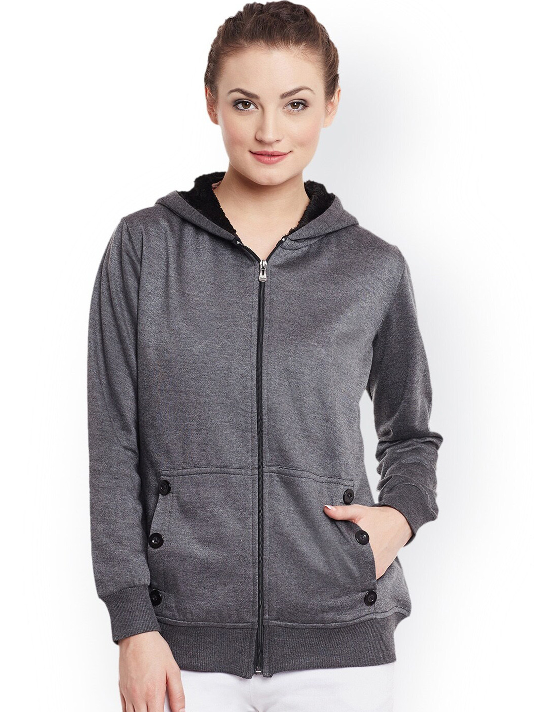 

BAESD Hooded Lightweight Fleece Bomber Jacket, Grey