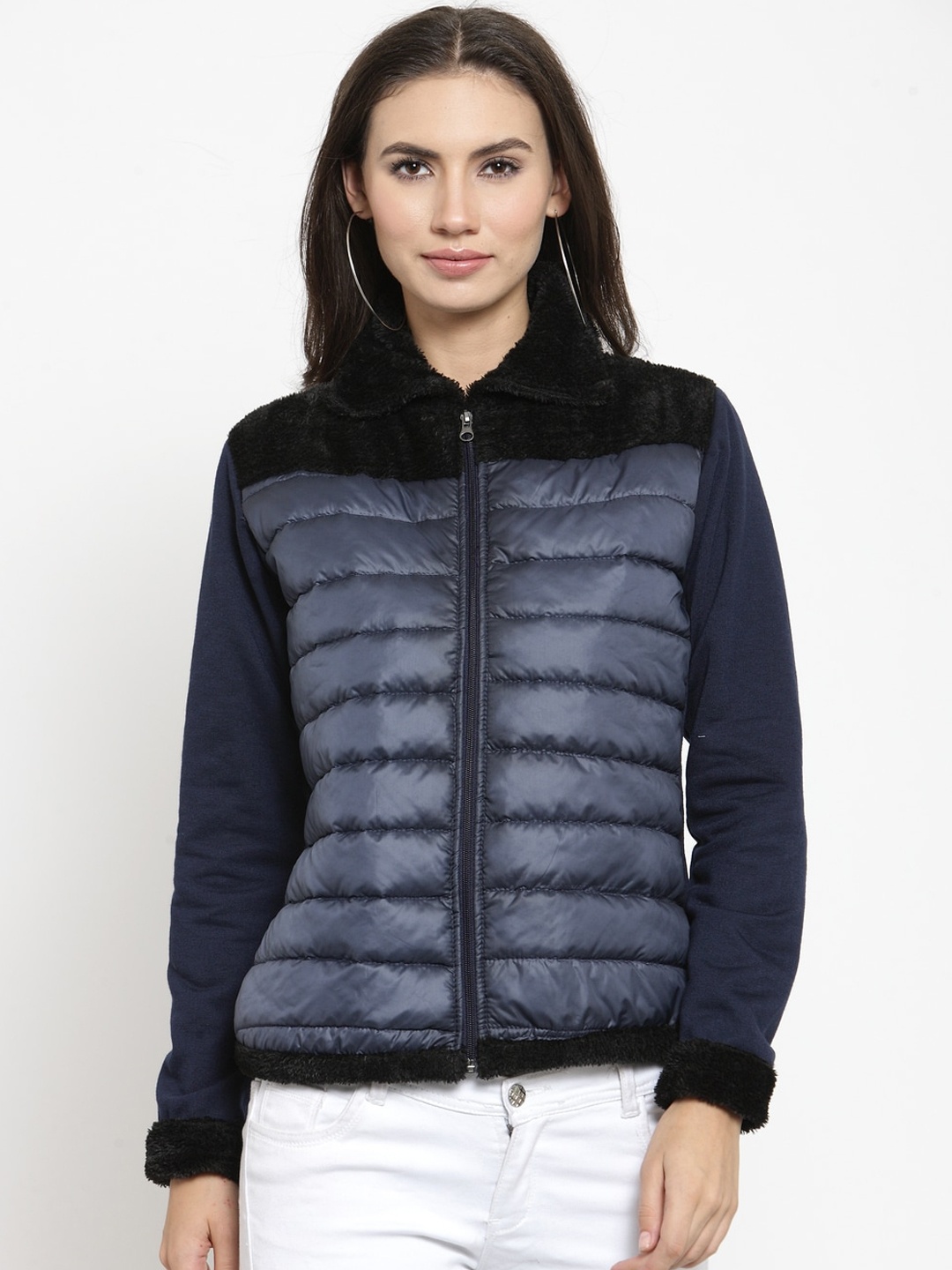 

BAESD Spread Collar Lightweight Quilted Jacket, Navy blue