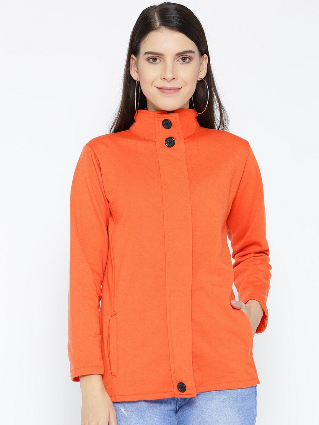 

BAESD Mock Collar Fleece Lightweight Tailored Jacket, Orange