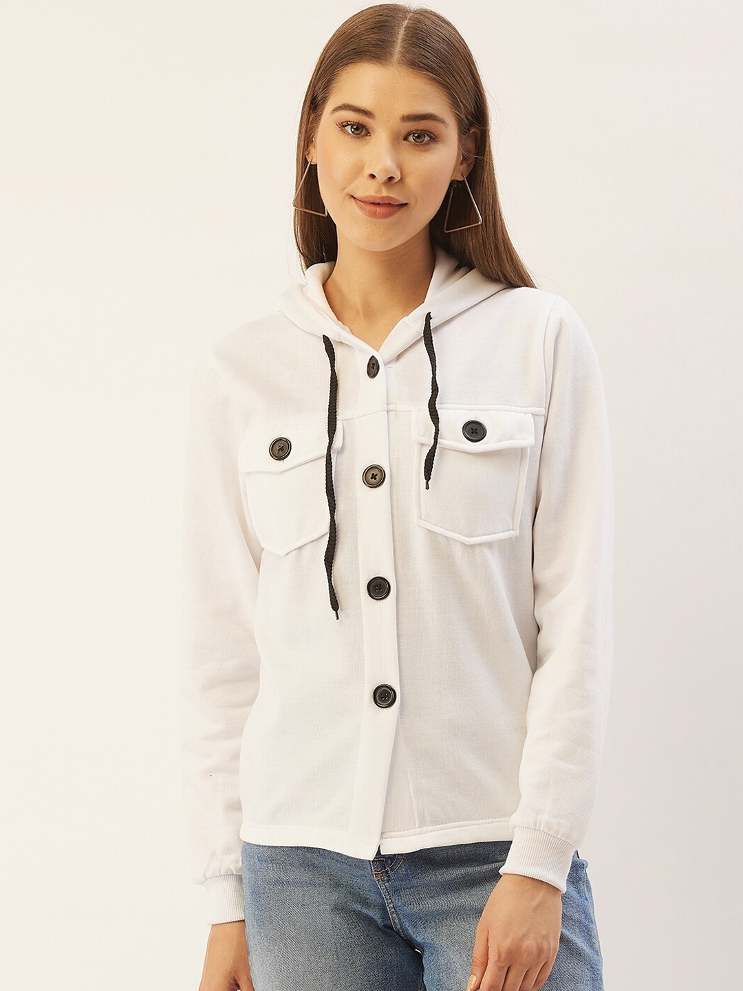 

BAESD Hooded Lightweight Open Front Jacket, White