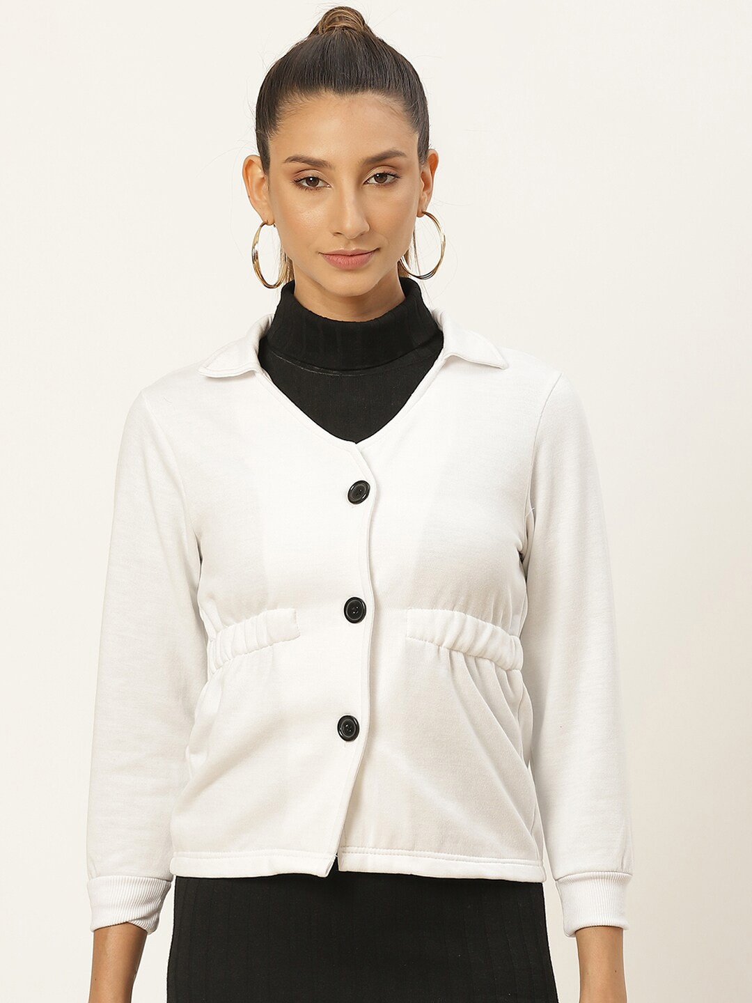 

BAESD Fleece Lightweight Crop Open Front Jacket, White