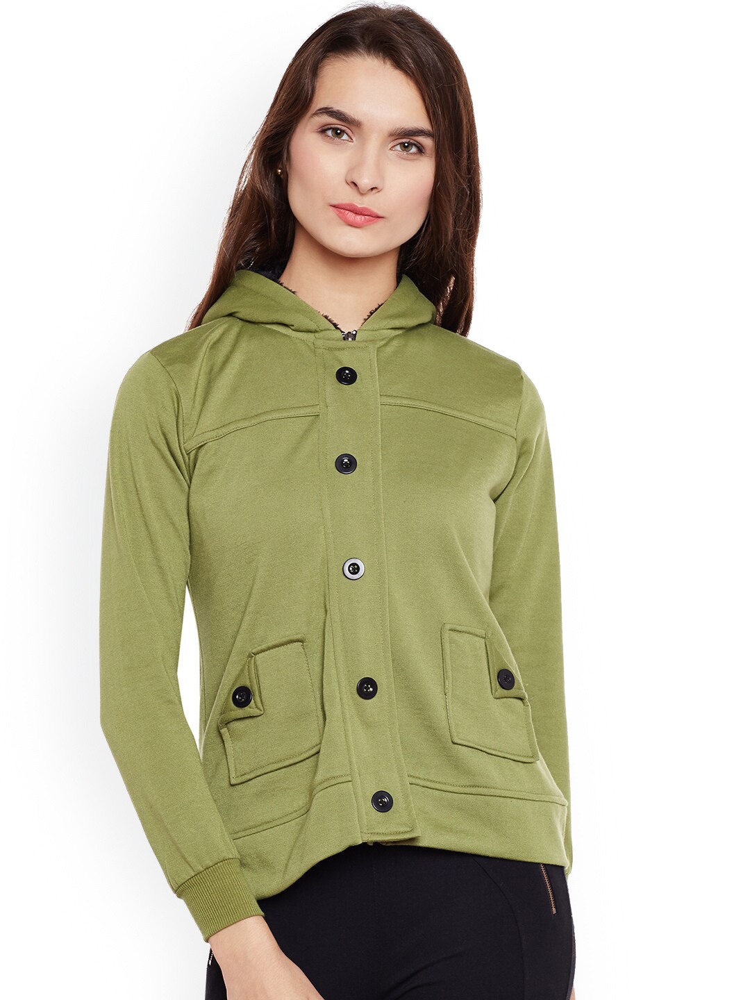 

BAESD Hooded Fleece Lightweight Open Front Jacket, Olive