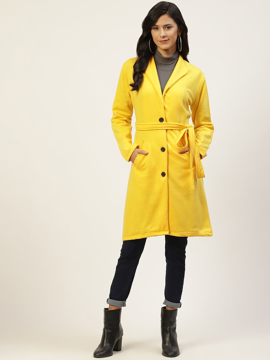 

BAESD Fleece Lightweight Longline Fleece Open Front Jacket, Yellow