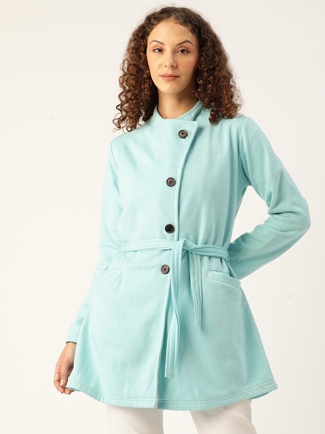 

BAESD Lightweight Longline Fleece Tailored Jacket, Turquoise blue