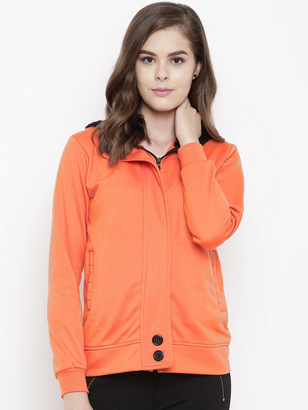 

BAESD Lightweight Hooded Fleece Open Front Jacket, Orange