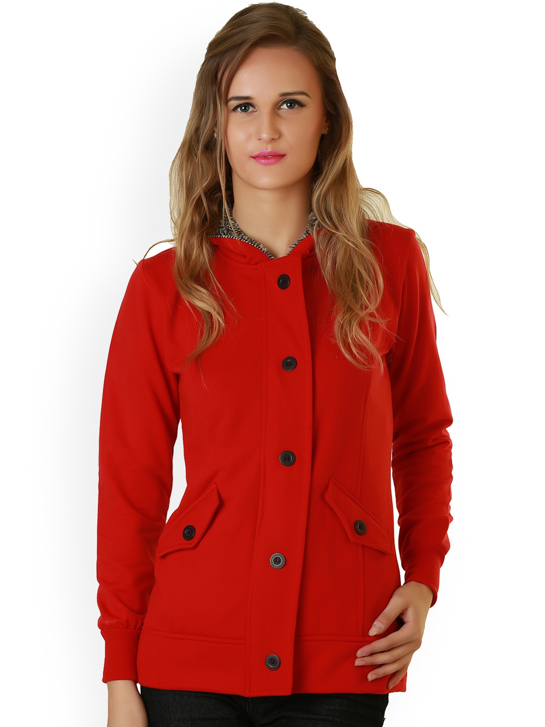 

BAESD Hooded Fleece Lightweight Bomber Jacket, Red