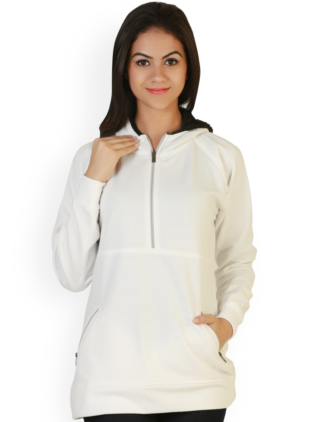 

BAESD Hooded Fleece Longline Sweatshirt, White