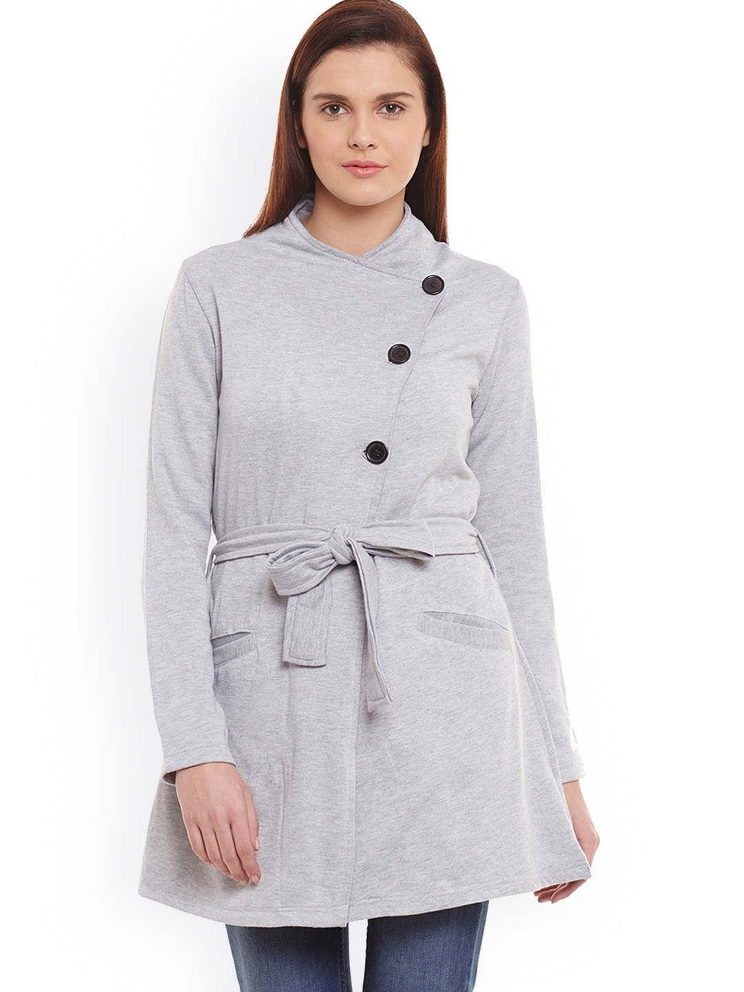 

BAESD Fleece Lightweight Open Front Jacket, Grey melange