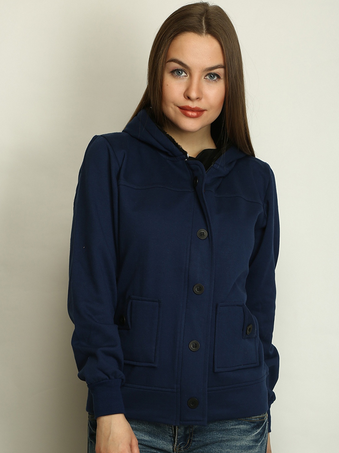 

BAESD Hooded Fleece Lightweight Tailored Jacket, Navy blue