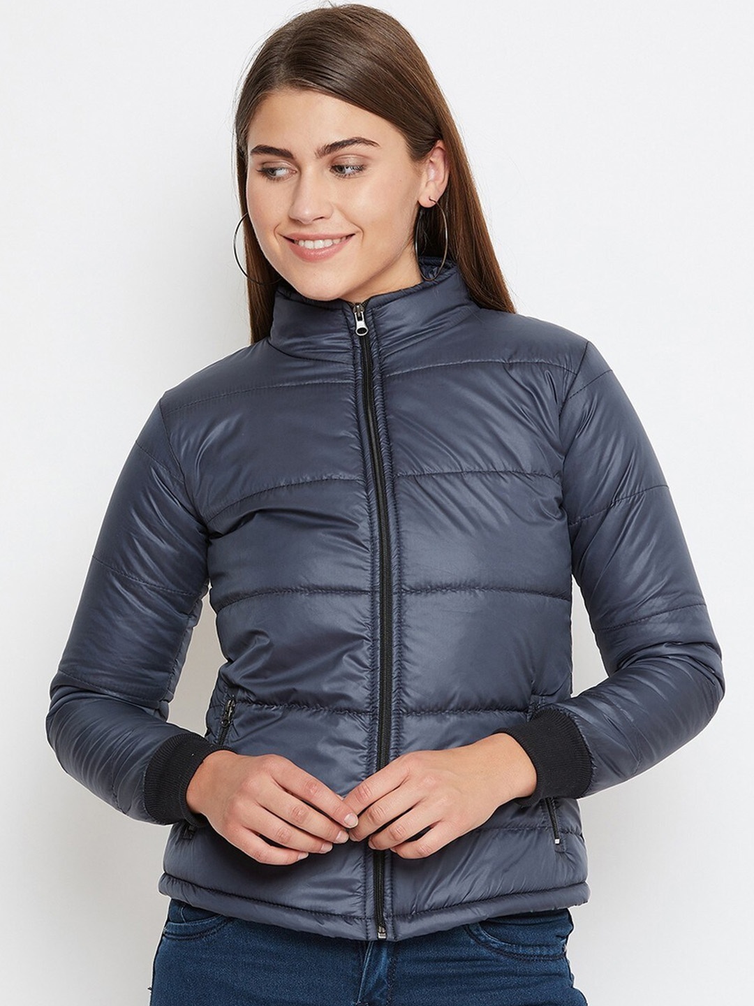 

BAESD Stand Collar Lightweight Padded Jacket, Navy blue