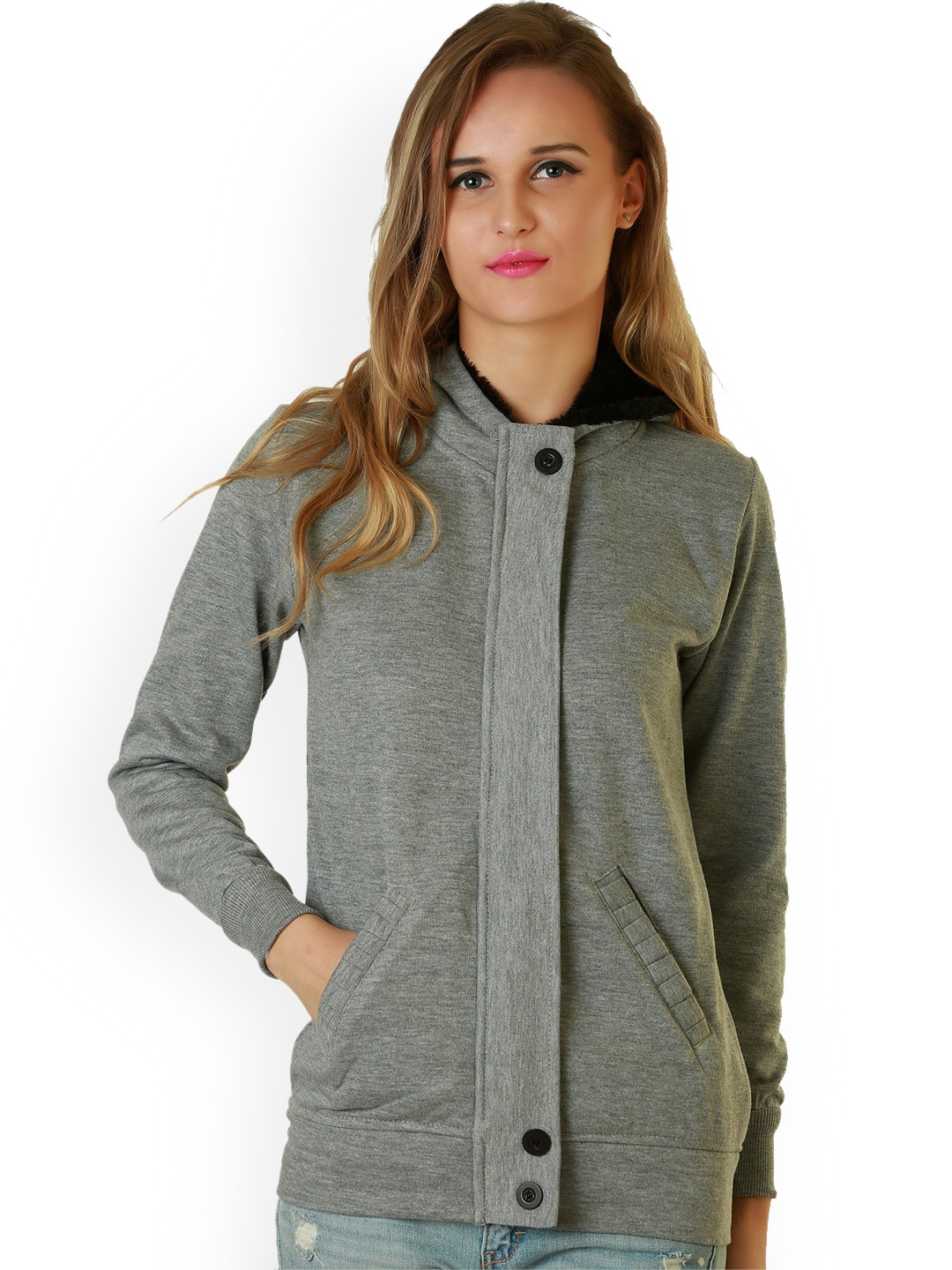 

BAESD Hooded Fleece Lightweight Open Front Jacket, Grey