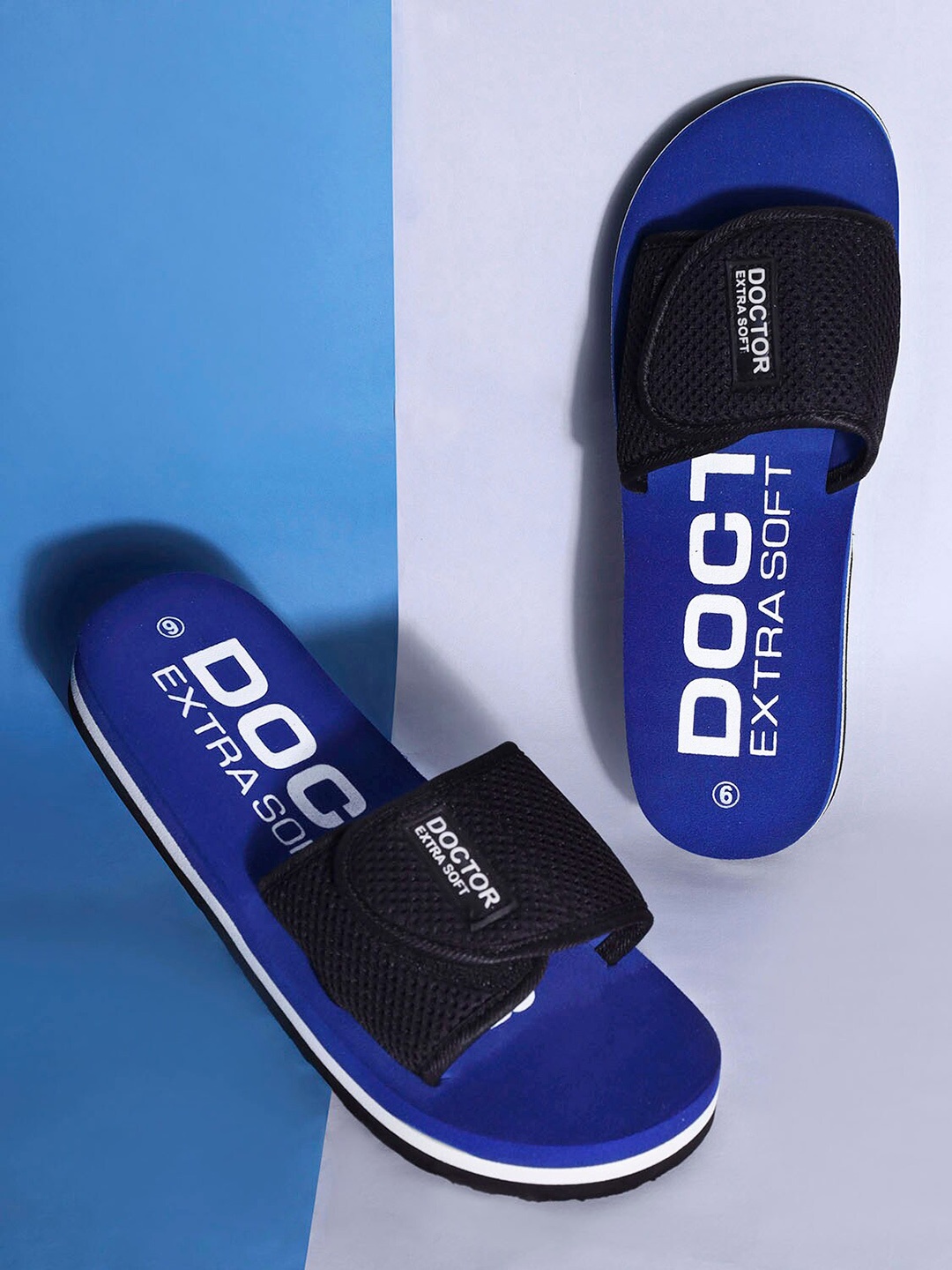 

DOCTOR EXTRA SOFT Women Textured Orthopedic Non Slip Sliders, Blue