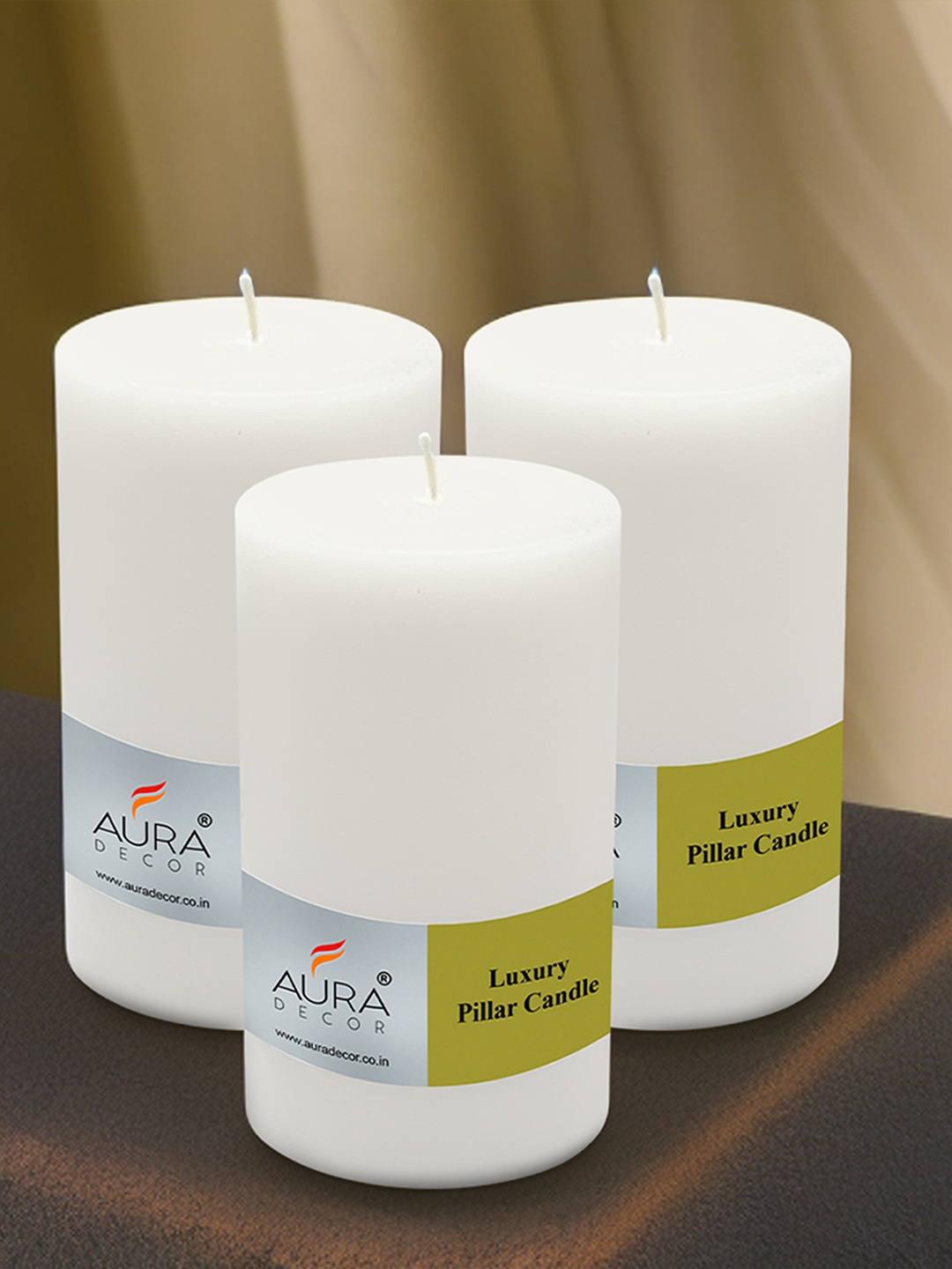 

AuraDecor White 3 Pieces Unscented Solid Pillar Candle