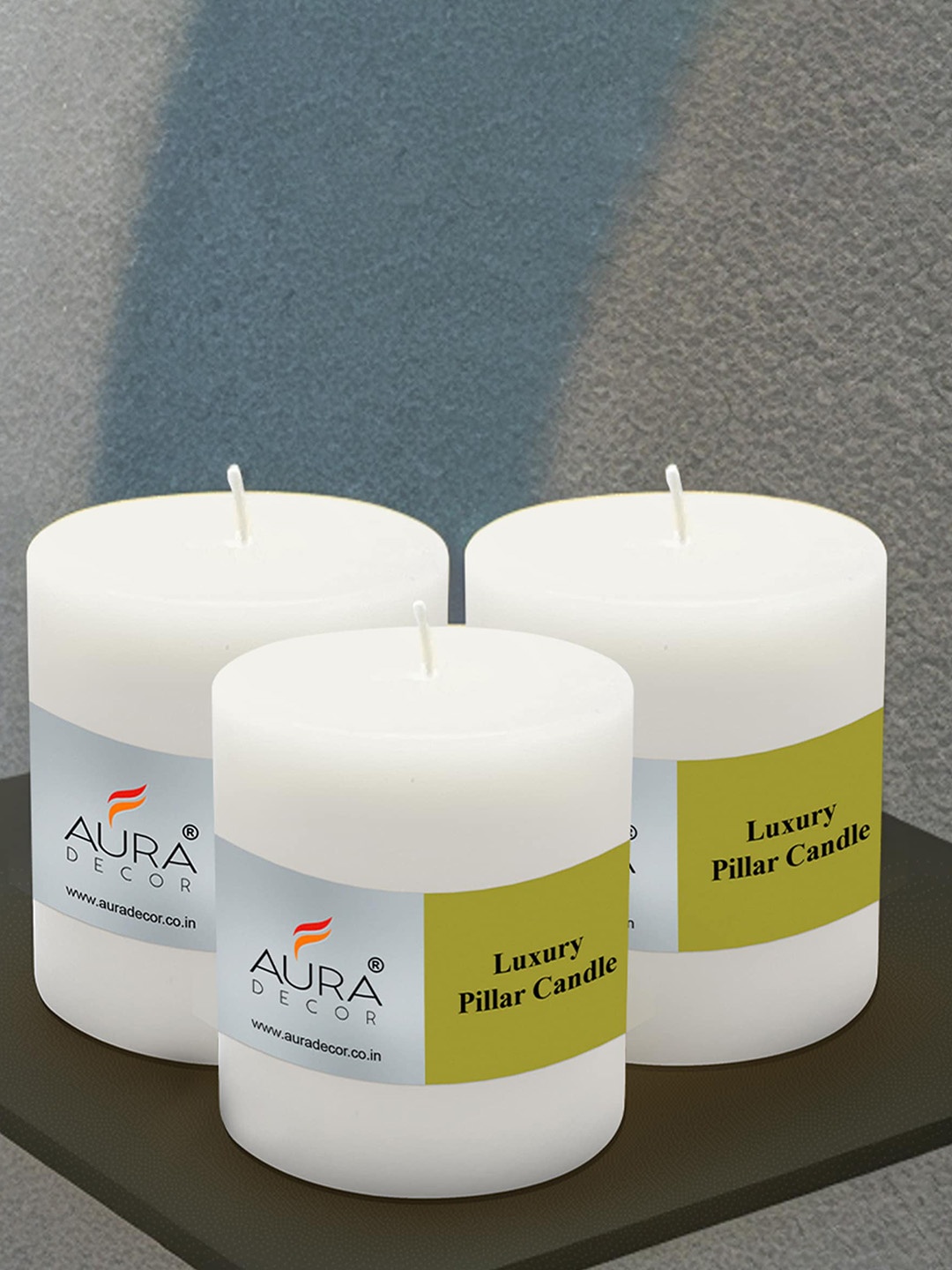 

AuraDecor White 3 Pieces Pillar Candle