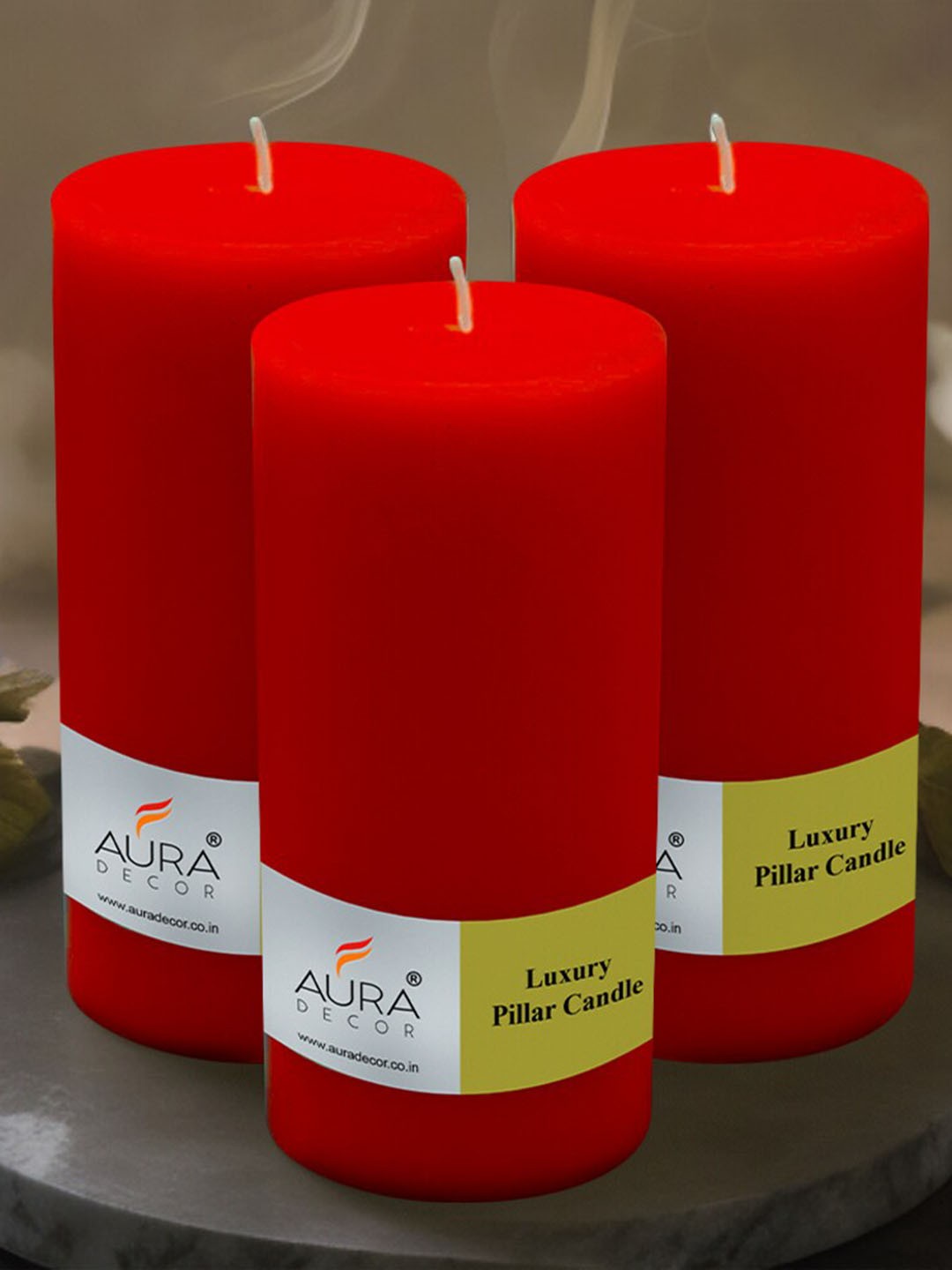 

AuraDecor Red 3 Pieces Pillar Candles