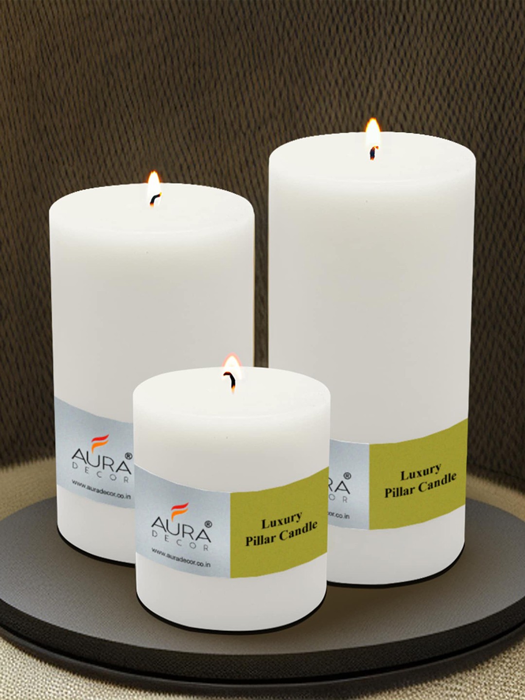 

AuraDecor White 3 Pieces Pillar Candles