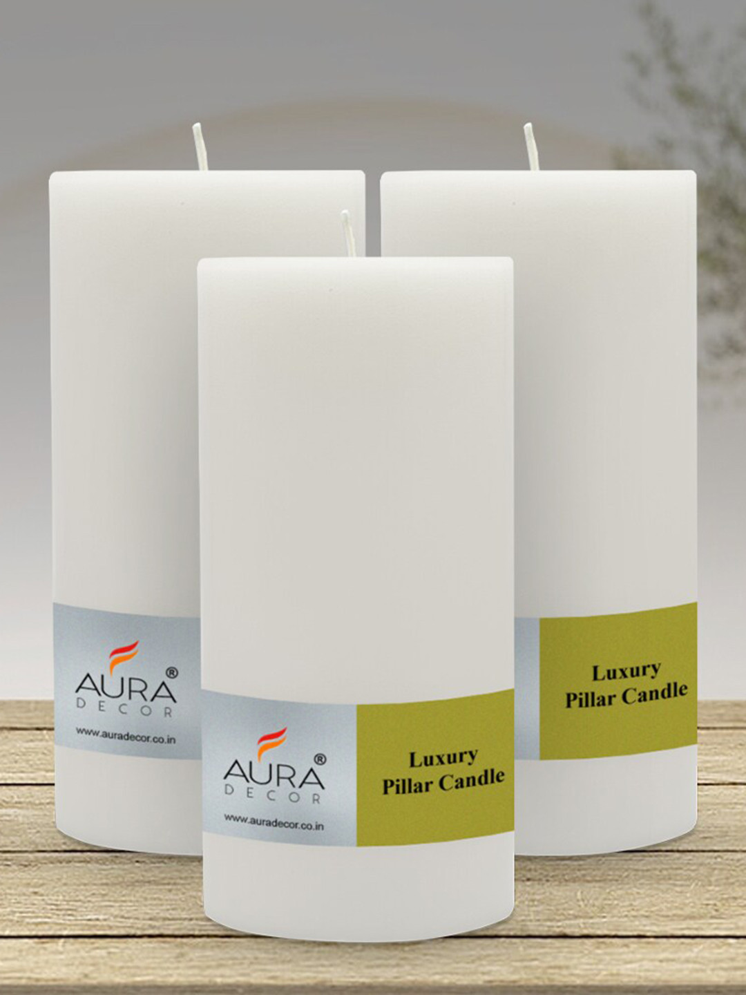

AuraDecor White 3 Pieces Pillar Candles