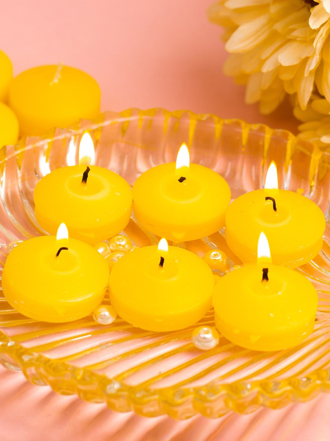 

AuraDecor Yellow 12 Pieces Scented Nugget Floating Candles