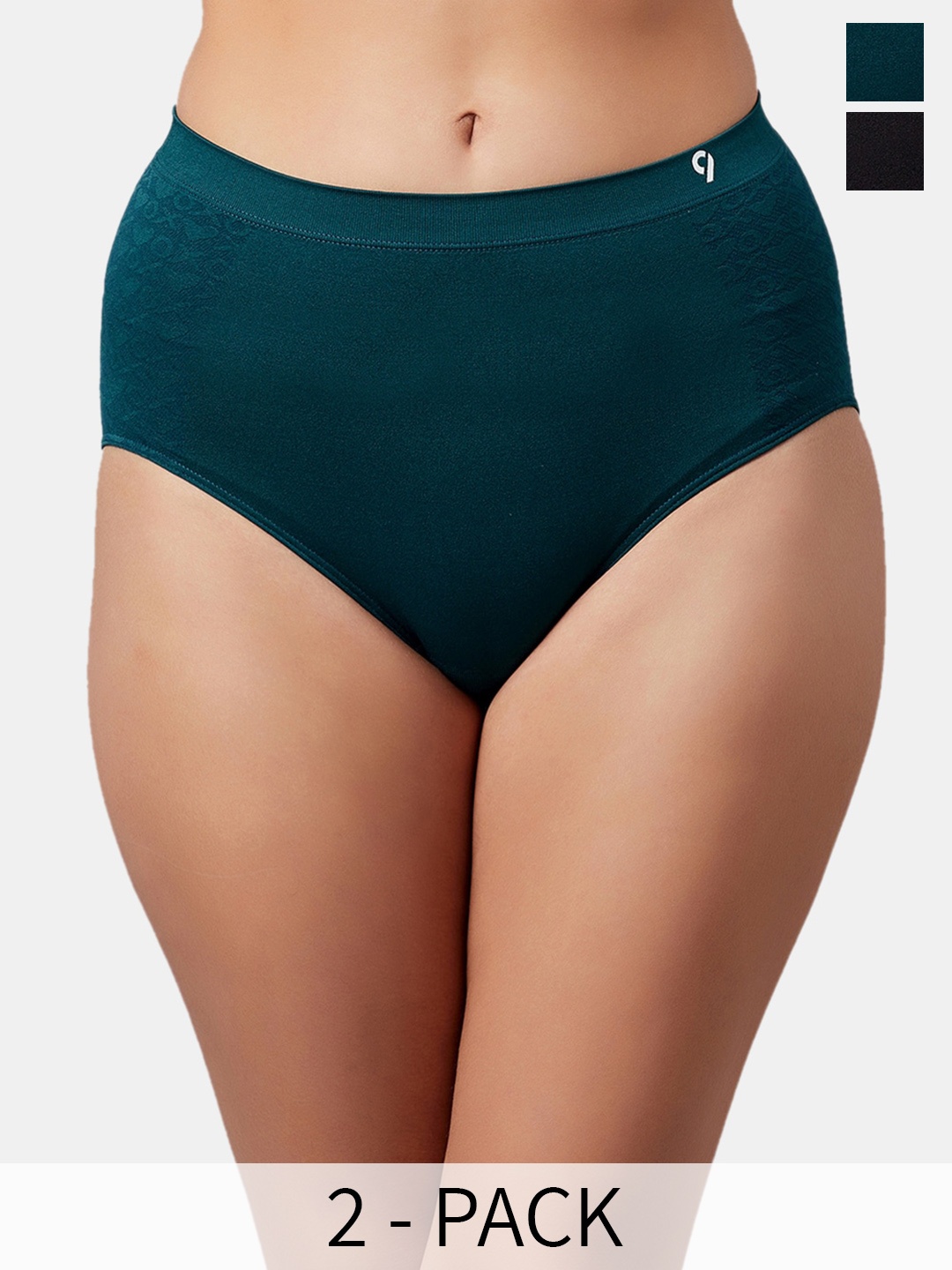 

C9 AIRWEAR Women Seamless Pack Of 2 High-Rise Hipster Briefs, Black