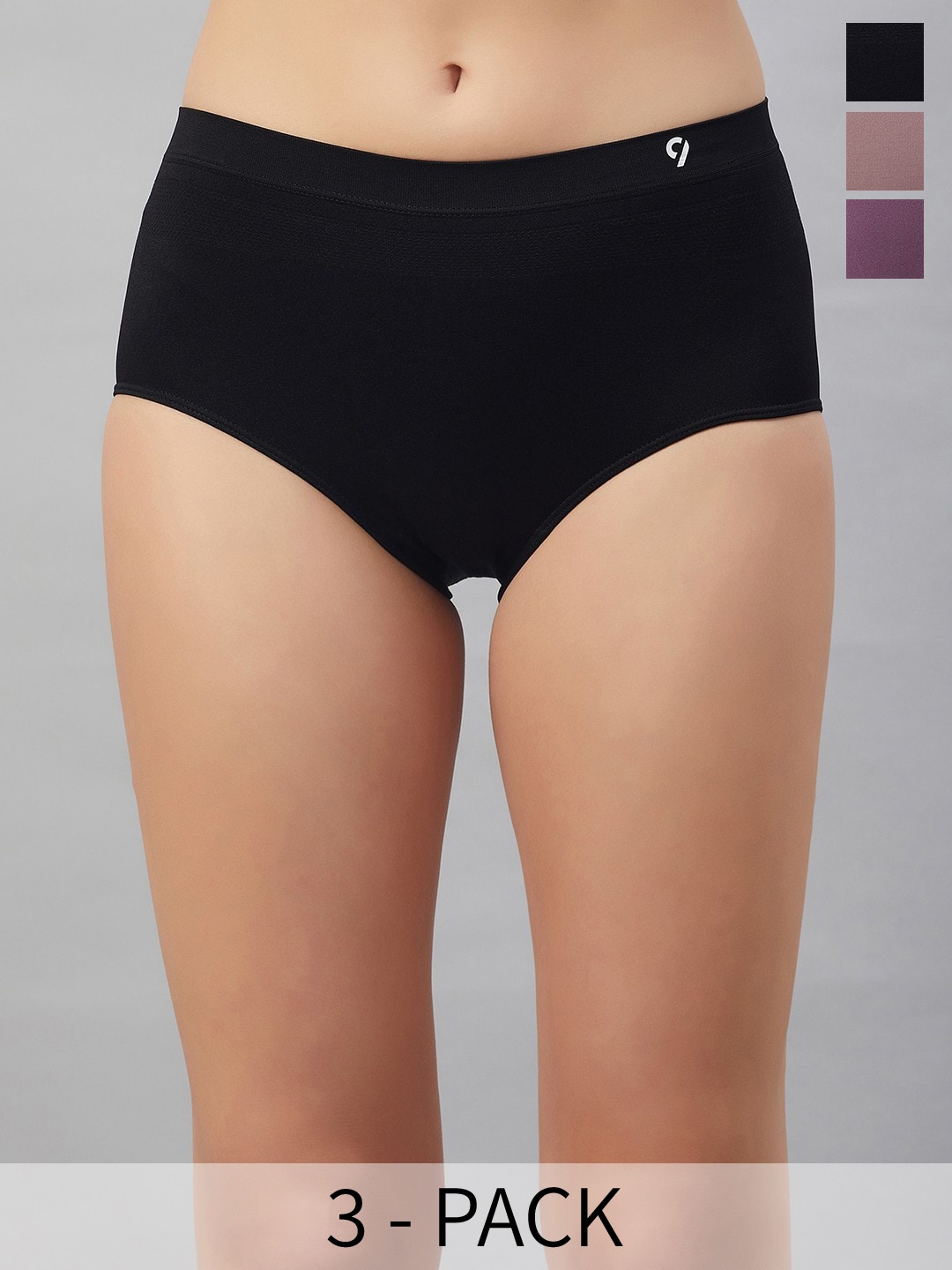 

C9 AIRWEAR Seamless Pack Of 3 Four-Way Stretchable Hipster Briefs, Black
