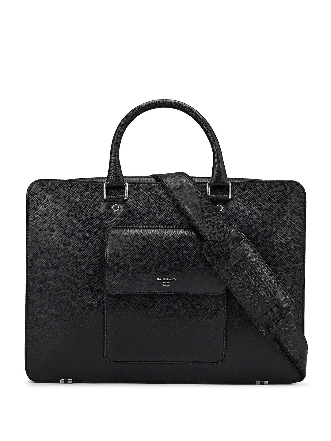 

Da Milano Unisex Leather Laptop Bag, Black