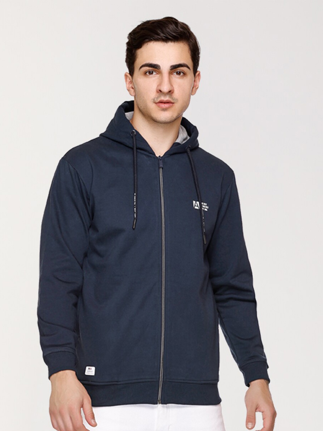 

ARRAY Typography Printed Hooded Long Sleeves Cotton Sweatshirt, Blue
