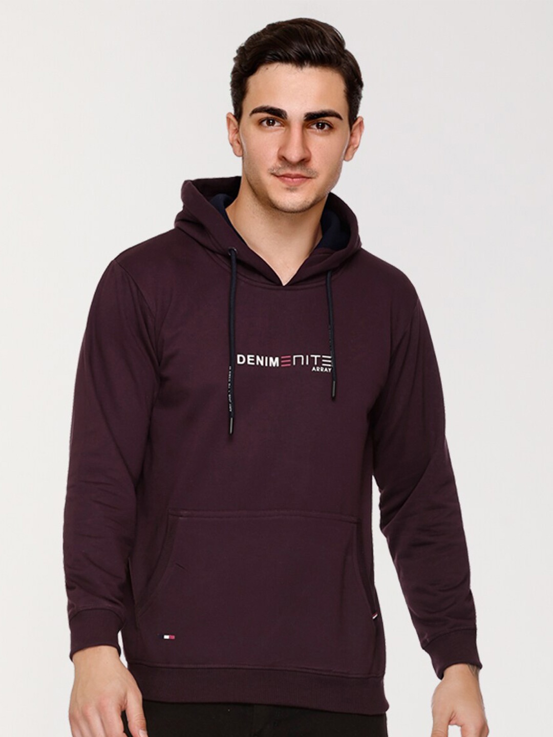 

ARRAY Typography Printed Hooded Long Sleeves Cotton Sweatshirt, Maroon