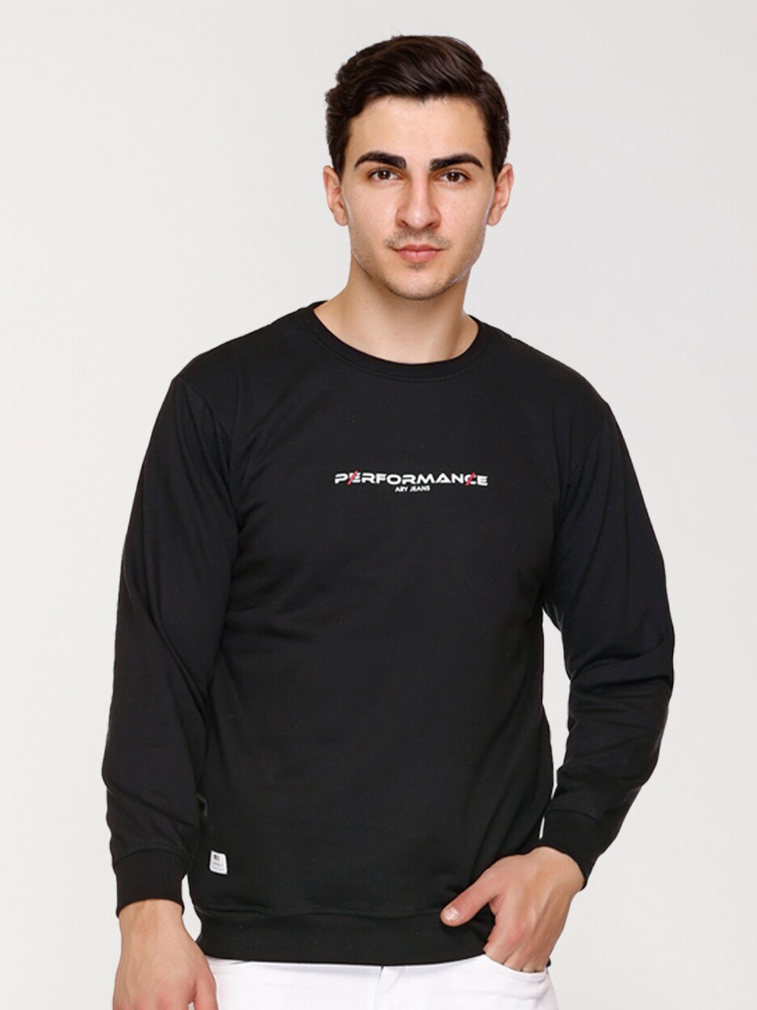 

ARRAY Typography Printed Cotton Sweatshirt, Black