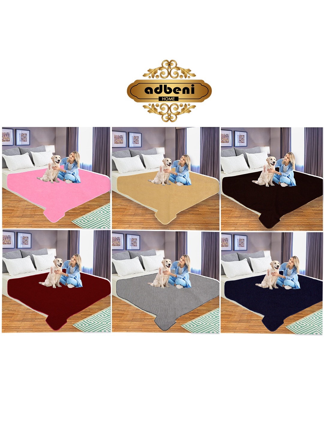 

Adbeni Cotton Waterproof Reusable Pets Pee Pads, Navy blue