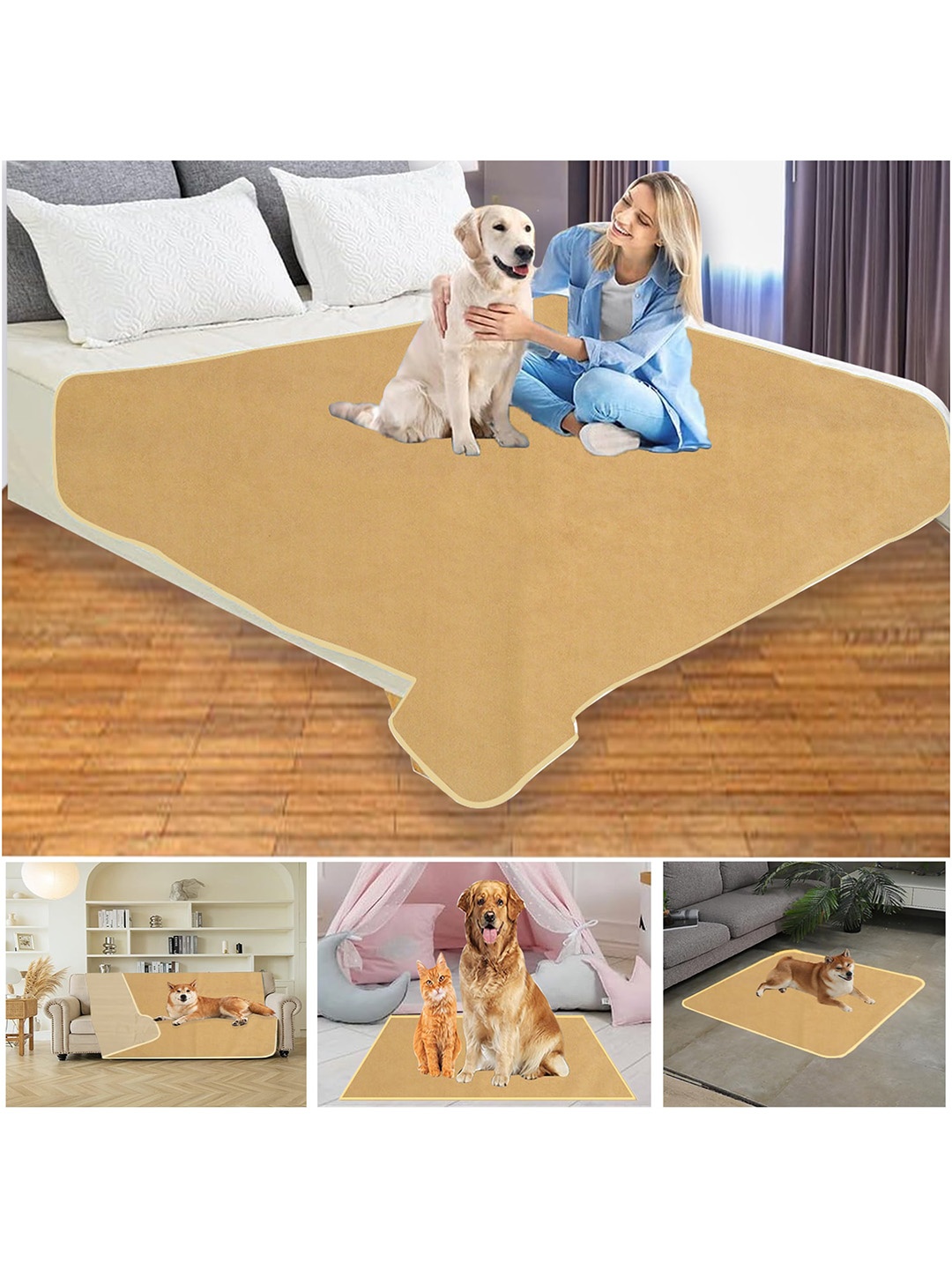 

Adbeni Beige Waterproof Reusable Shrink Resistant Cotton Airflow Technology Pet Mat