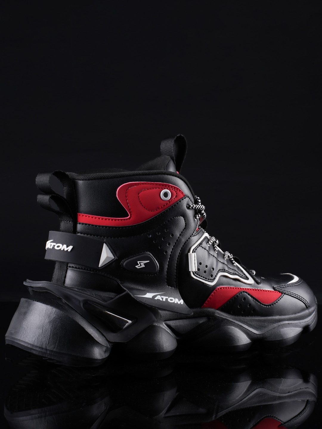 

Atom Men Bulldozer Perforated Mid-Top Sneakers, Black