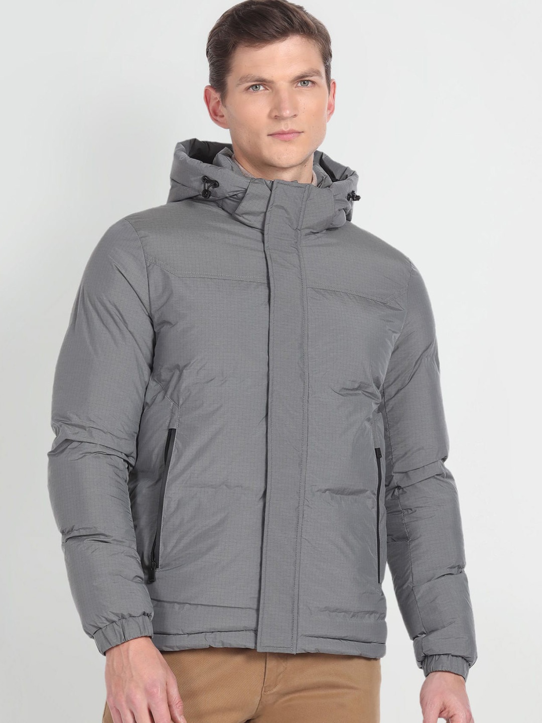 

Arrow Sport Detachable Hooded Insulated Puffer Jacket, Grey