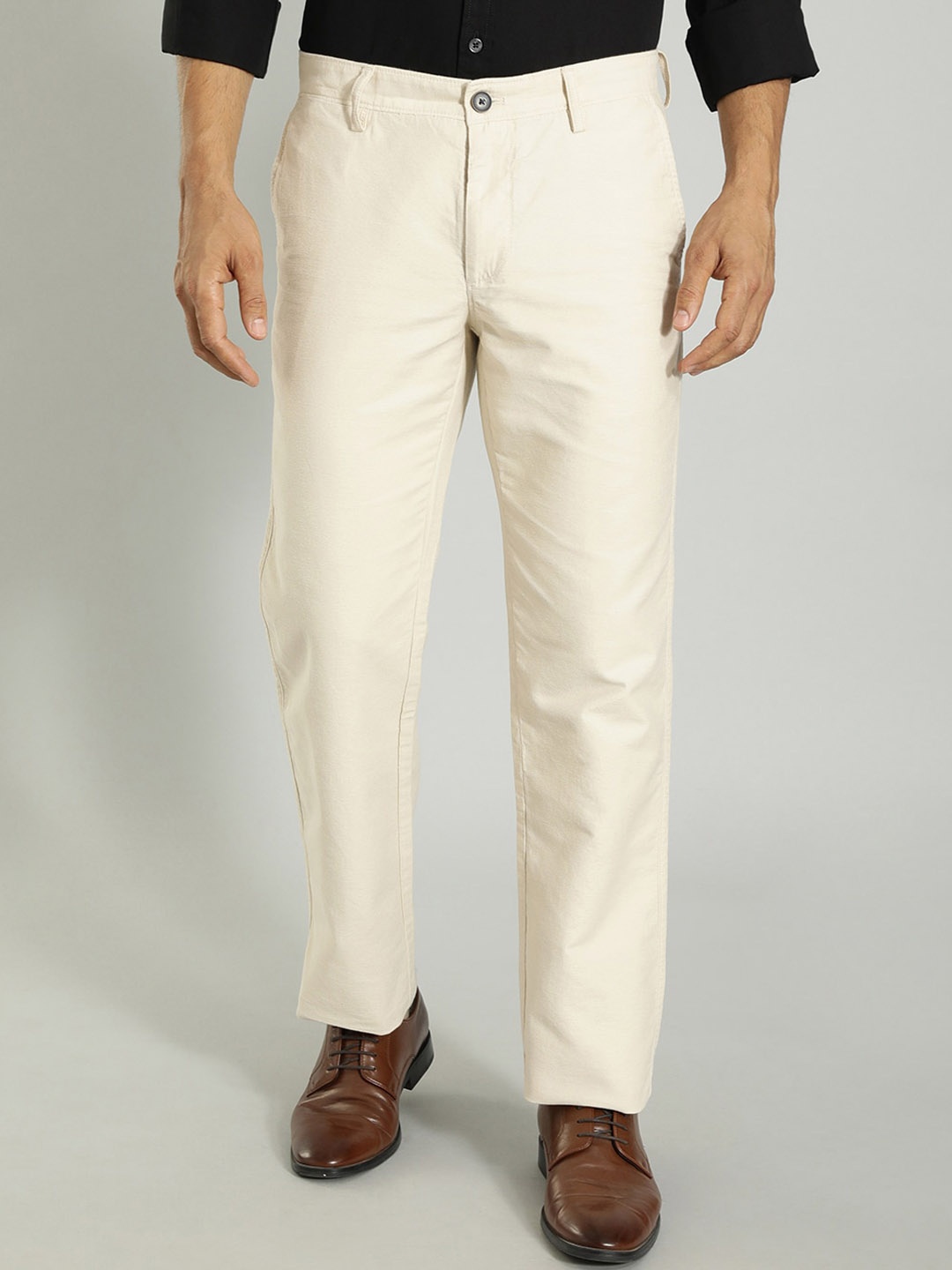 

Indian Terrain Men Mid-Rise Kansas Regular Fit Cotton Trousers, White