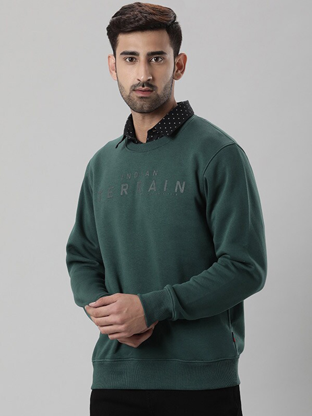 

Indian Terrain Typography Printed Sweatshirt, Olive